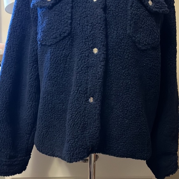 Jason Maxwell, navy blue, Teddy Sherpa fully lined cropped style jacket - Picture 5 of 13